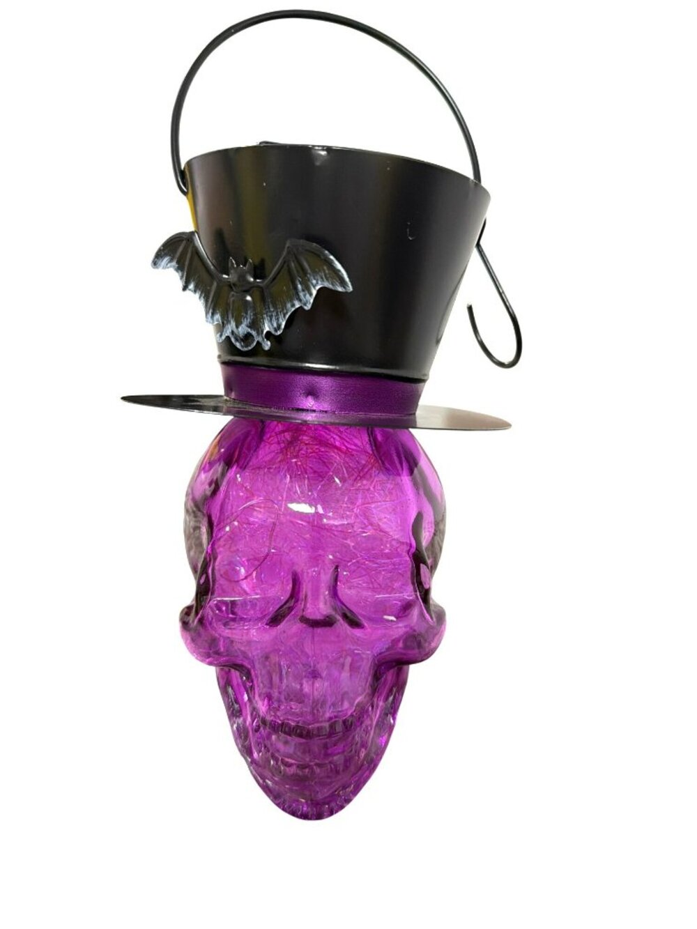 Hanging Solar-Powered Purple Skull Solar LED Lantern Halloween